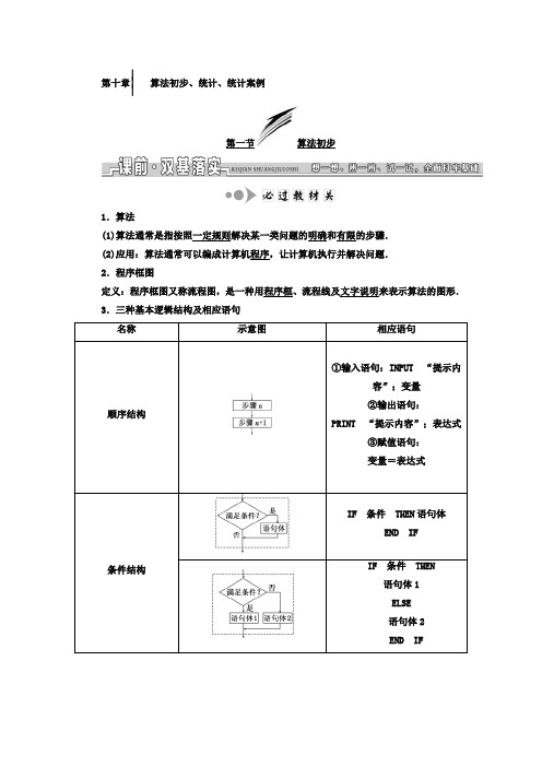 高考数学(文)大一轮复习习题 第十章 算法初步、统计、统计案例 word版含答案