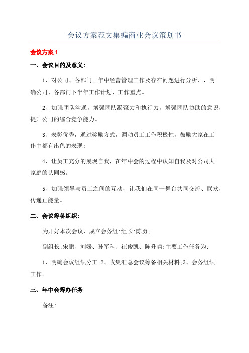 会议方案范文集编商业会议策划书