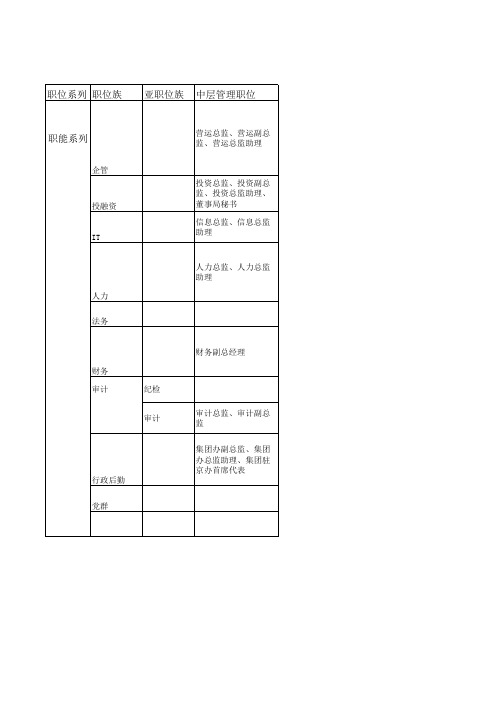 职能系列职位族整理