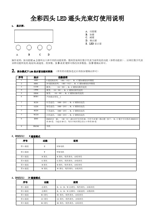 火亮灯光全彩四头LED摇头光束灯说明书