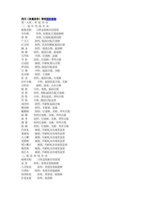 四川常见园林植物