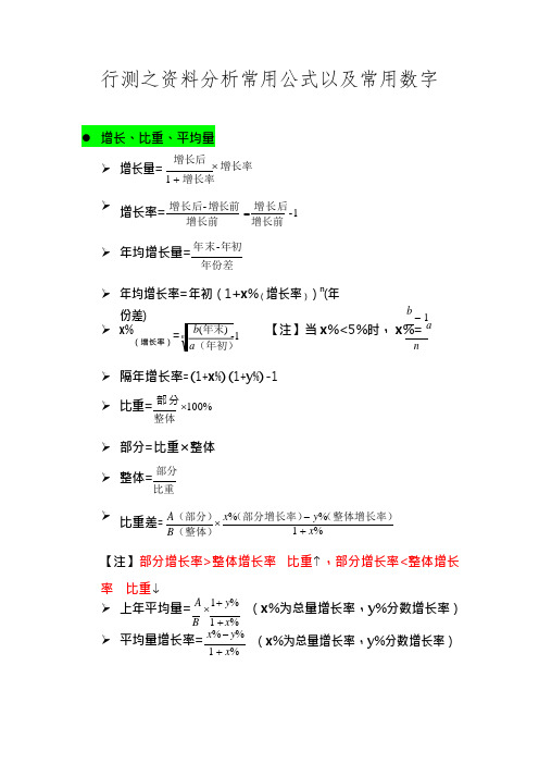 行测之资料分析以及常用数字(可编辑修改word版)