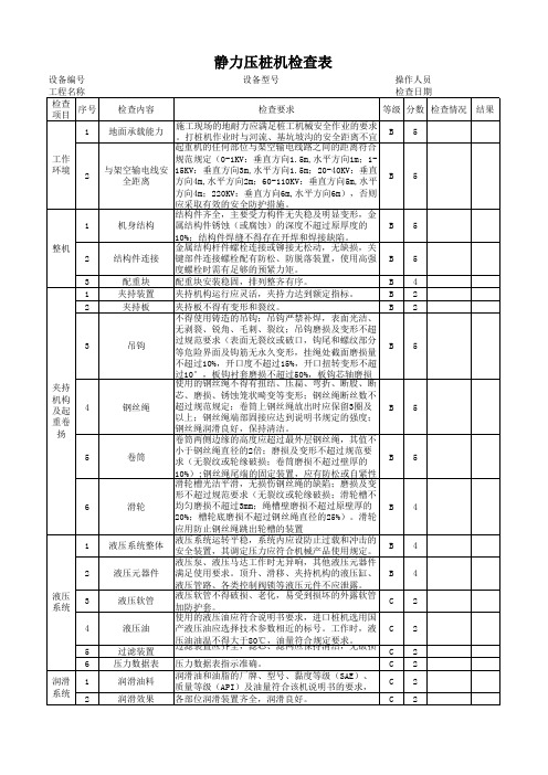 静力压桩机检查表