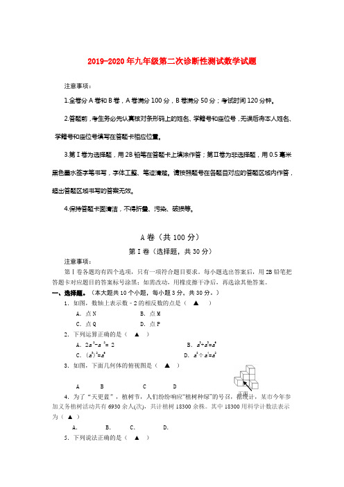 2019-2020年九年级第二次诊断性测试数学试题