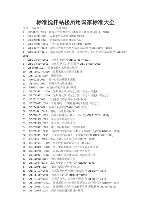 标准搅拌站楼所用国家标准大全