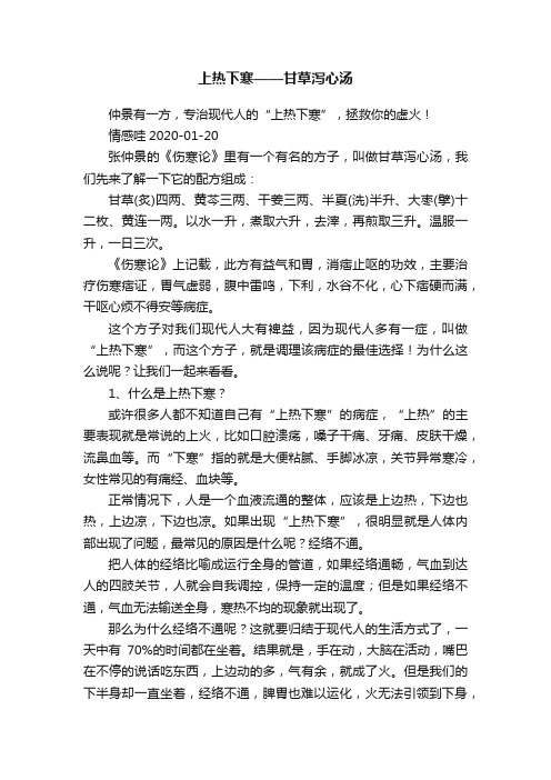 上热下寒——甘草泻心汤