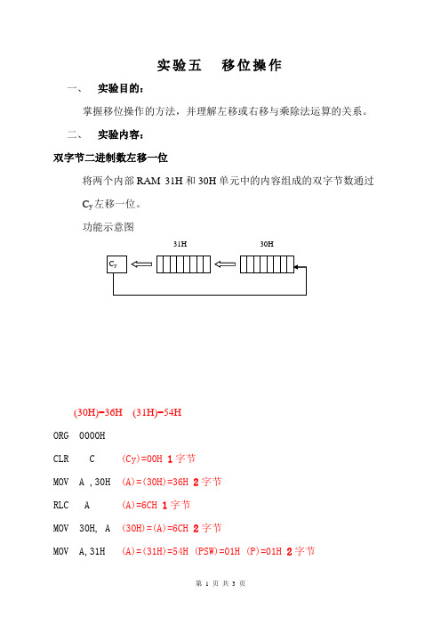 单片机 移位操作 软件实验