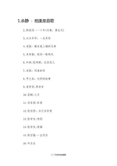 适合同学聚会的100首歌曲