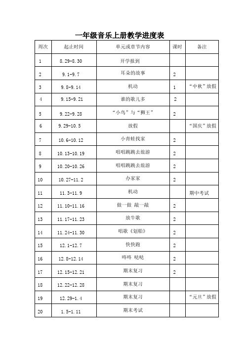 一年级音乐全册教材分析