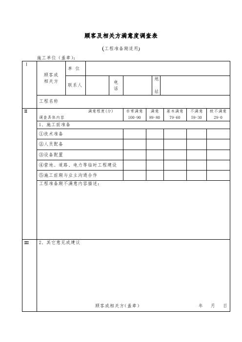 顾客及相关方满意度调查表1