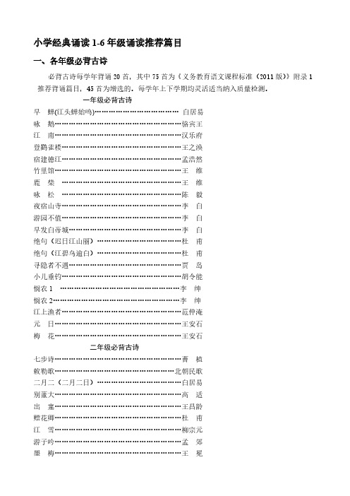 [VIP专享]经典诵读1-6年级诵读推荐篇目