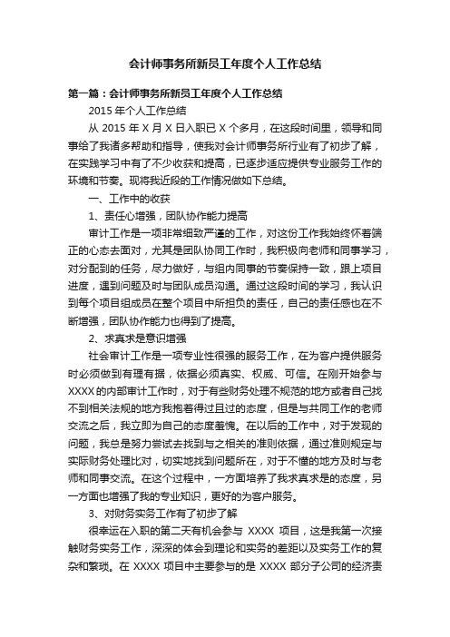 会计师事务所新员工年度个人工作总结