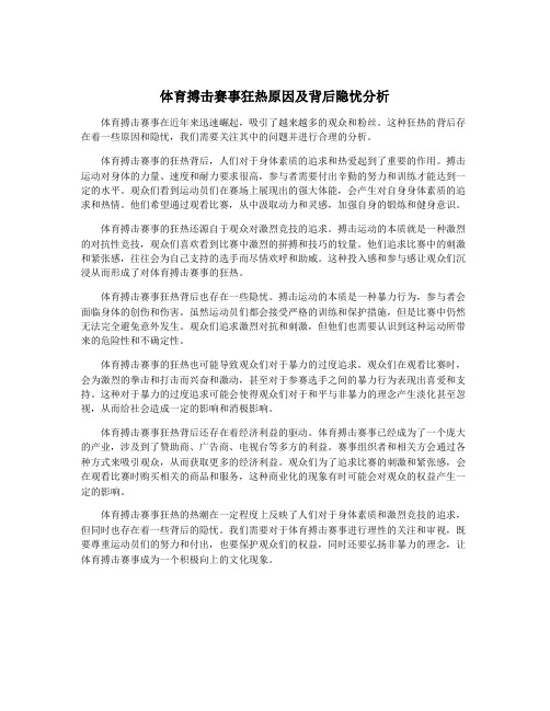 体育搏击赛事狂热原因及背后隐忧分析