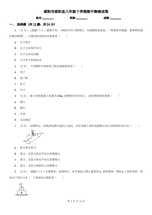 邵阳市邵阳县八年级下学期期中物理试卷