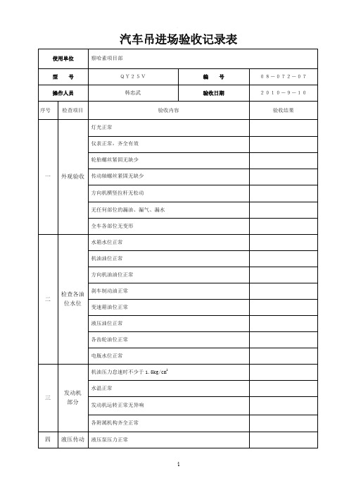 汽车吊验收记录