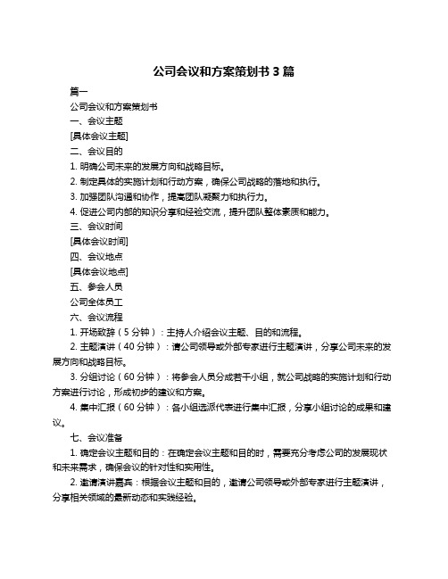 公司会议和方案策划书3篇