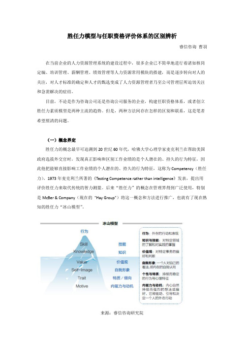 胜任力模型与任职资格评价体系的区别辨析