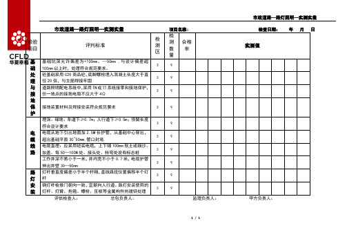 市政道路—路灯照明—实测实量 检查表