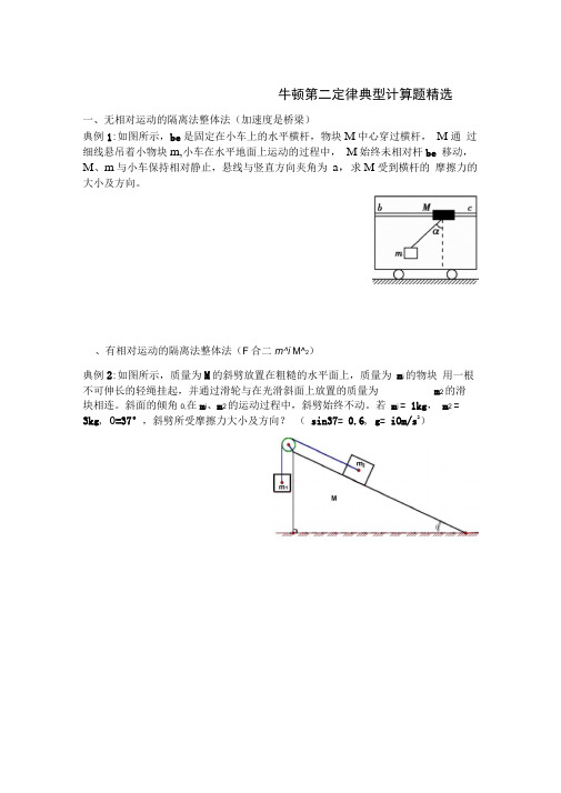 牛顿第二定律典型计算题精选