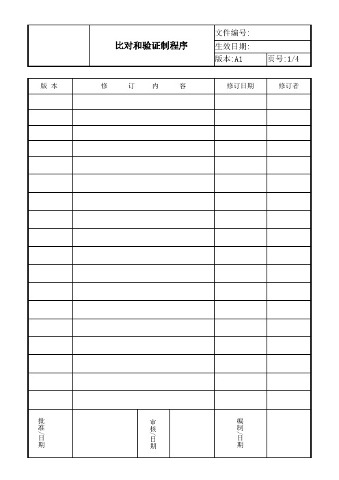 ISO17025 2017比对和验证控制程序