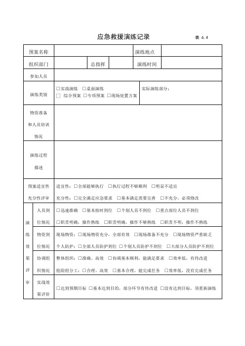 应急救援演练记录  表