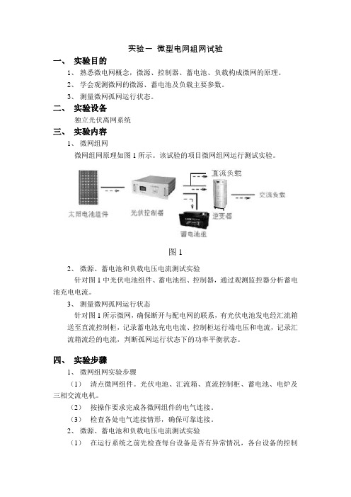 实验一 微型电网组网试验