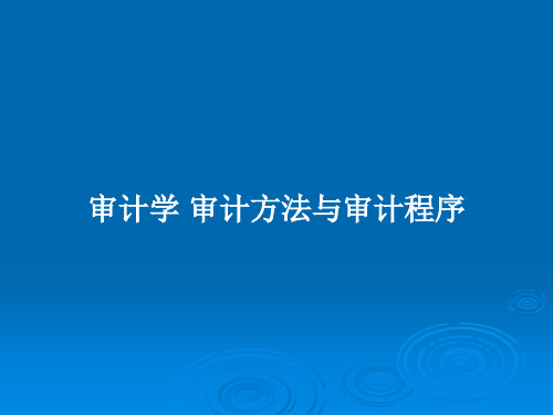 审计学 审计方法与审计程序PPT教案