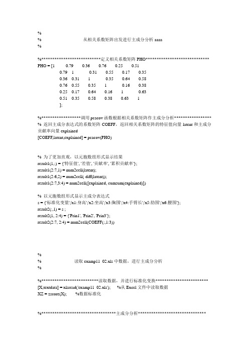 主成份分析的MATLAB实现案例