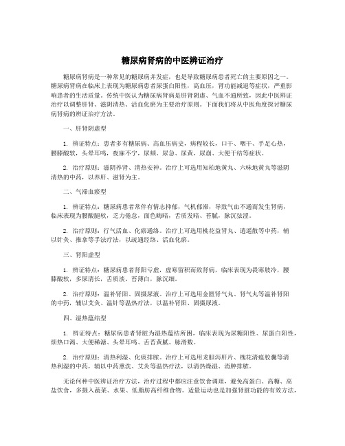 糖尿病肾病的中医辨证治疗