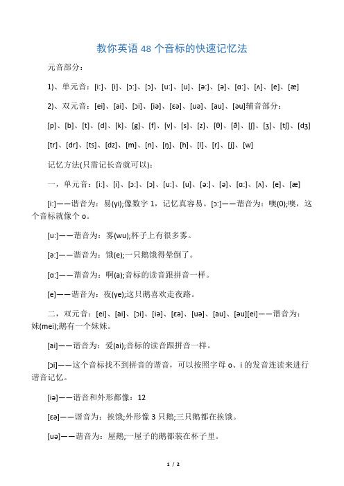 教你英语48个音标的快速记忆法名师制作优质教学资料