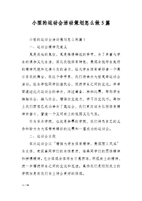 小型的运动会活动策划怎么做5篇