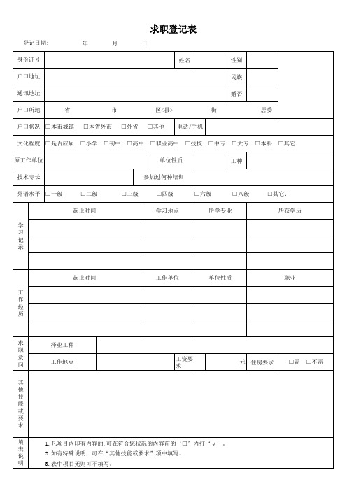 求职登记表