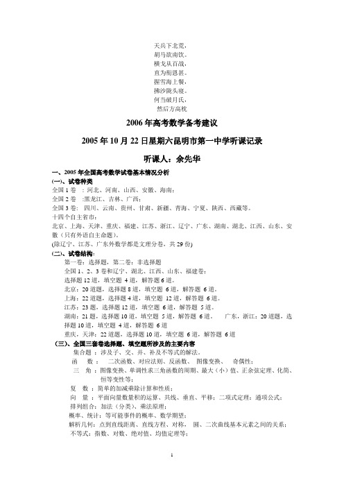 名校必备2006年高考数学备考建议