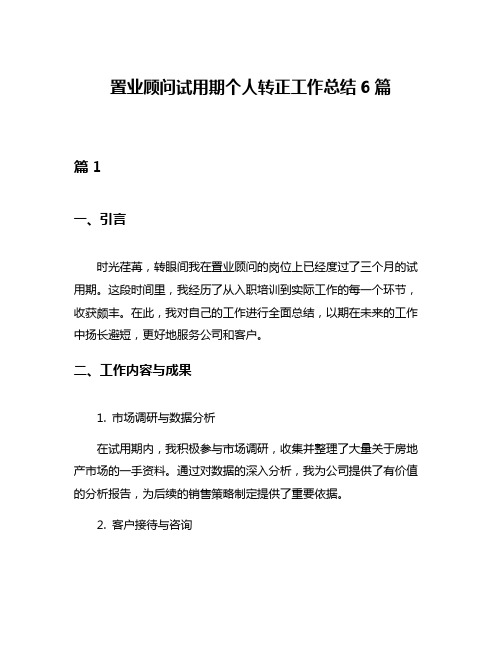 置业顾问试用期个人转正工作总结6篇