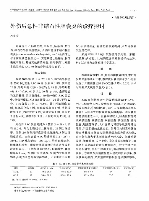 外伤后急性非结石性胆囊炎的诊疗探讨