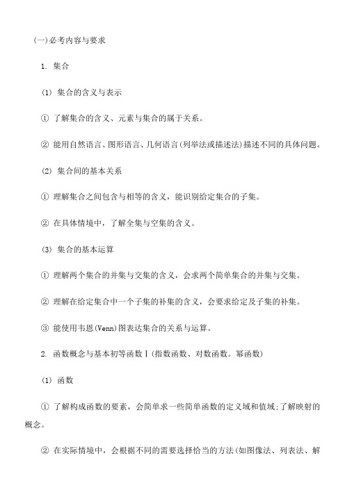 2014高考数学大纲——知识点总结
