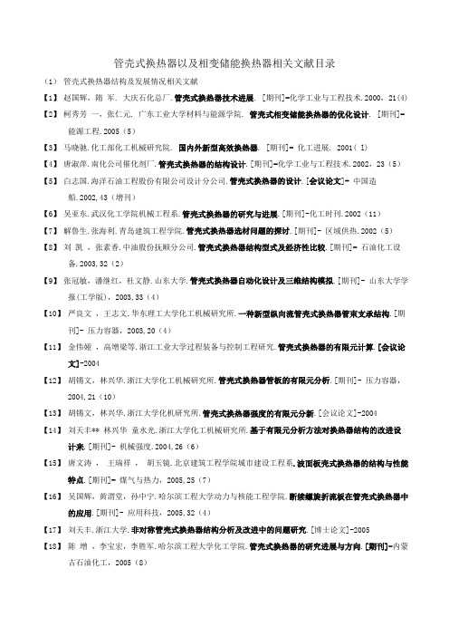 换热器强化传热相关文献目录