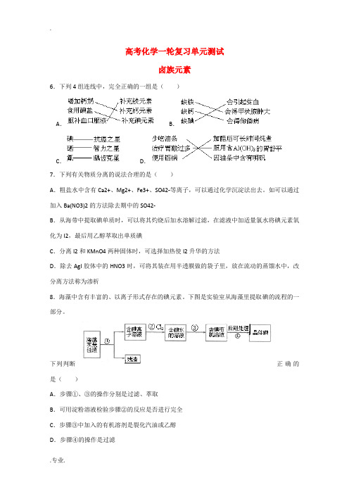 高考化学一轮复习单元测试：《卤族元素》