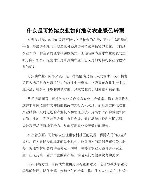 什么是可持续农业如何推动农业绿色转型