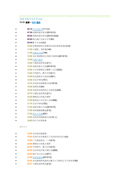 [训练]凤凰卫视中文台节目表