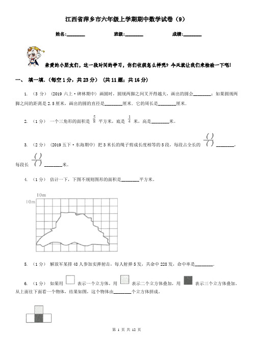 江西省萍乡市六年级上学期期中数学试卷(9)