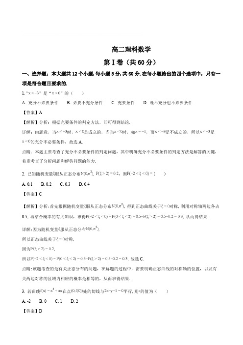 山东省潍坊市2017-2018学年高二5月份统一检测数学(理)试题(含精品解析)