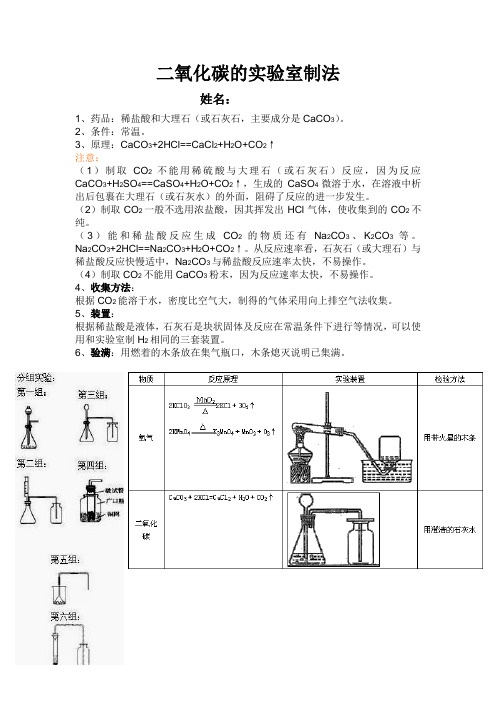 二氧化碳的实验室制法