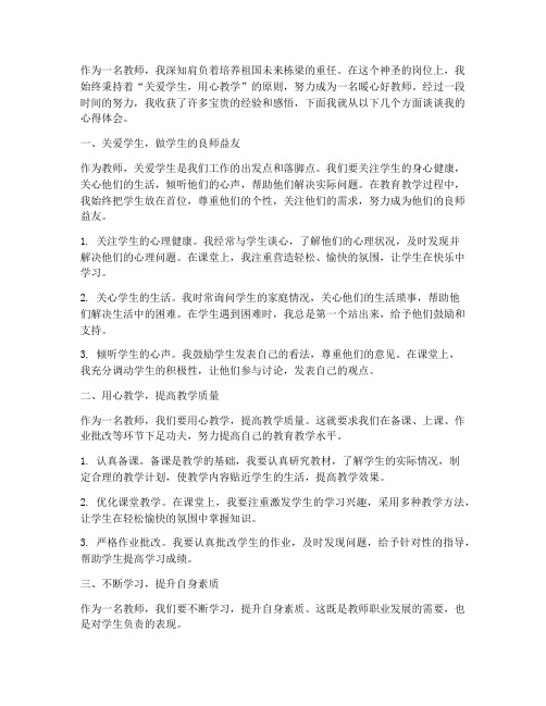 争做暖心好教师心得体会