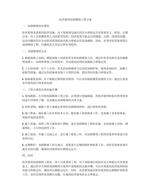 防洪堤坝加固维修工程方案