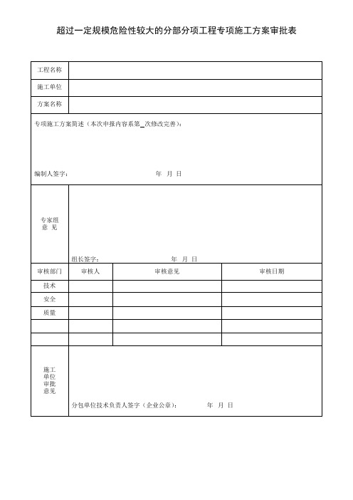 超过一定规模危险性较大的分部分项工程专项施工方案审批表