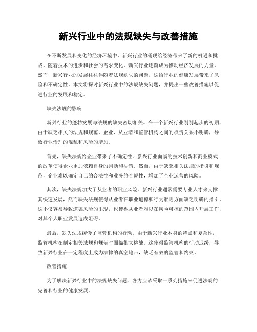 新兴行业中的法规缺失与改善措施