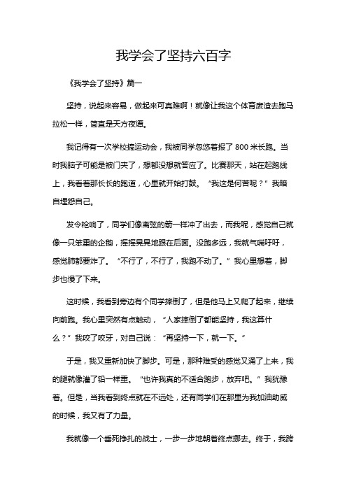 我学会了坚持六百字