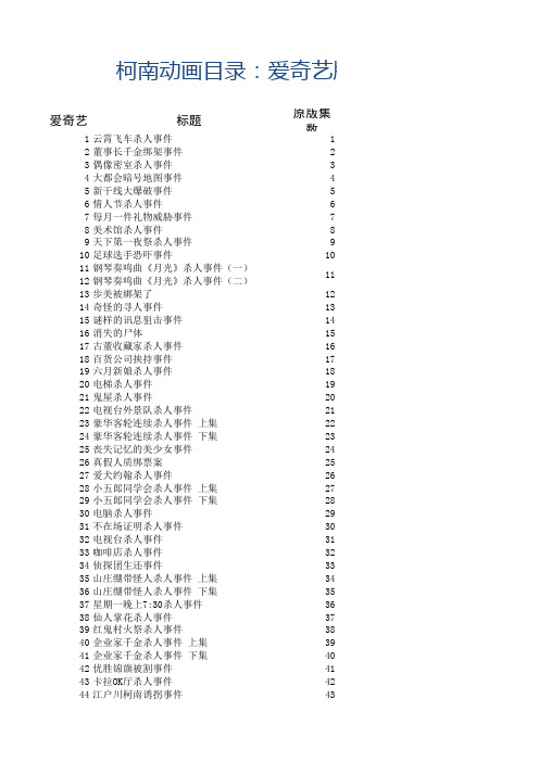 柯南动画目录：爱奇艺版与原版目录对照表