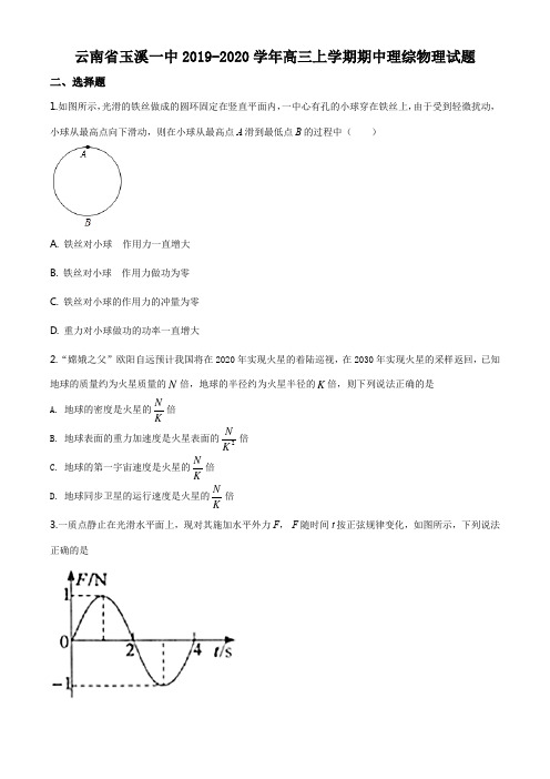 云南省玉溪一中2019-2020学年高三上学期期中理综物理试题